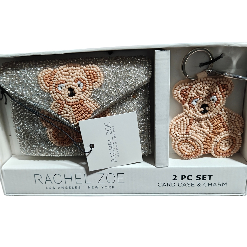 Rachel Zoe Silver and Brown Teddy Bear Card Case Set - Picture 3 of 3